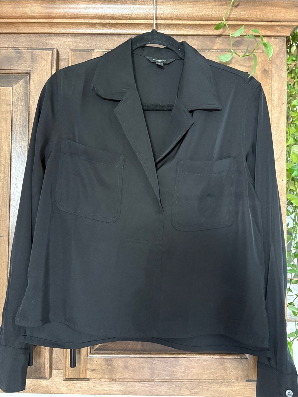 Banana Republic Deep  Black Relaxed Collared Jacket with Patch Pockets